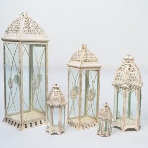 JUEGO DE 5 FAROLES GRANDE MEDIANOS Y PEQUEÑOS