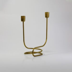 CANDELABRO TORNEADO X 2 VELAS DORADO