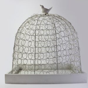 JAULA RECTANGULAR DE PAJARO BLANCA