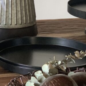 BANDEJA  REDONDA METALICA NEGRA