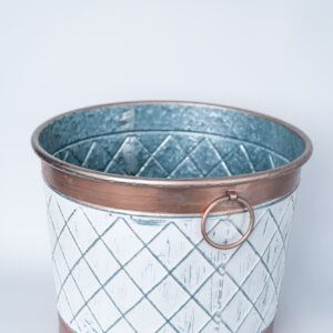 TARRO GALVANIZADO BLANCO Y ORO ROSA