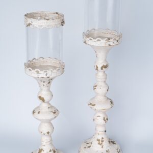 JUEGO POR DOS CANDELABROS ROSA VINTAGE