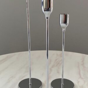 CANDELABROS SOLITARIOS X 3 UNIDADES PLATEADOS