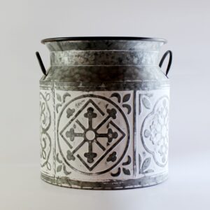 TARRO GALVANIZADO CON GRABADO BLANCO GRANDE