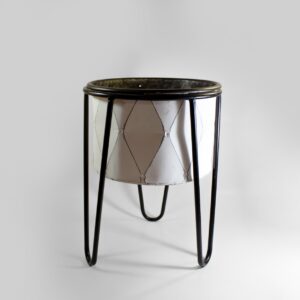 TARRO GALVANIZADO CON GRABADO Y SOPORTE MEDIANO