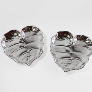 PLATO HOJA CORAZON PLATEADA