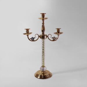 CANDELABRO DE CENTRO X 3 VELAS CON SOPORTE DE TRANSPARENTE
