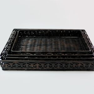 JUEGO DE 4 CANASTAS RECTANGULARES CAFÉ OSCURO