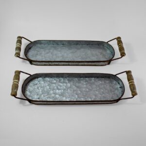 JUEGO DE 2 BANDEJAS GALVANIZADAS OVALADAS PEQUEÑAS