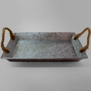 BANDEJA RECTANGULAR GALVANIZADA MANIJAS CABUYA