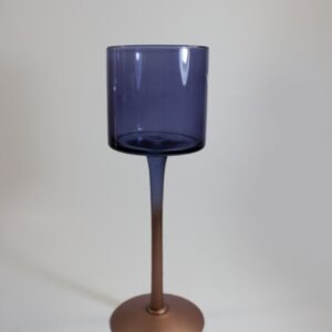 COPAS MEDIA DE VIDRIO AZUL CON OCRE