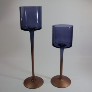 COPAS ALTAS DE VIDRIO AZUL CON OCRE