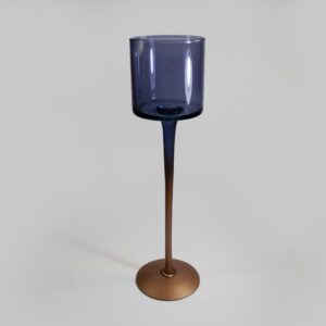 COPAS ALTAS DE VIDRIO AZUL CON OCRE