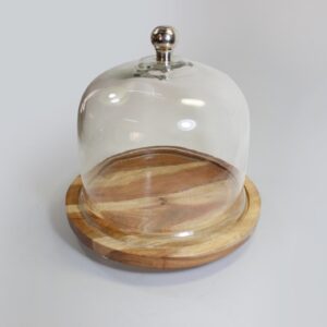 TORTERA DE MADERA TAPA VIDRIO